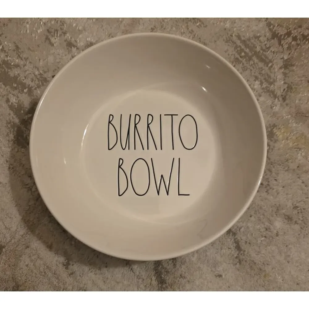 Rae Dunn Taco Salad Burrito Bowl Set of 2 White Ceramic LL Kitchen - Picture 3 of 5